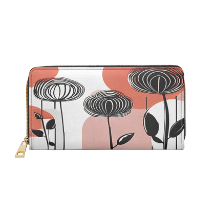 Women's Abstract Coastal Floral Wallet – Pink Neutrals for Everyday Chic