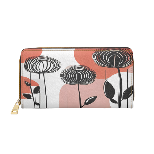 Women's Abstract Coastal Floral Wallet – Pink Neutrals for Everyday Chic