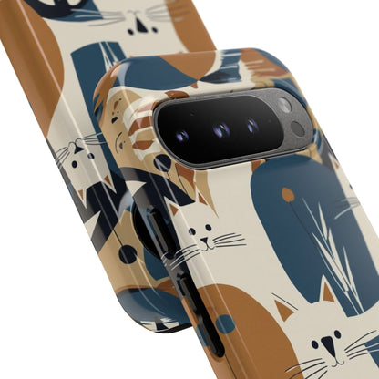 Cat Pattern Phone Case – Retro Abstract Cats Protective iPhone Cover