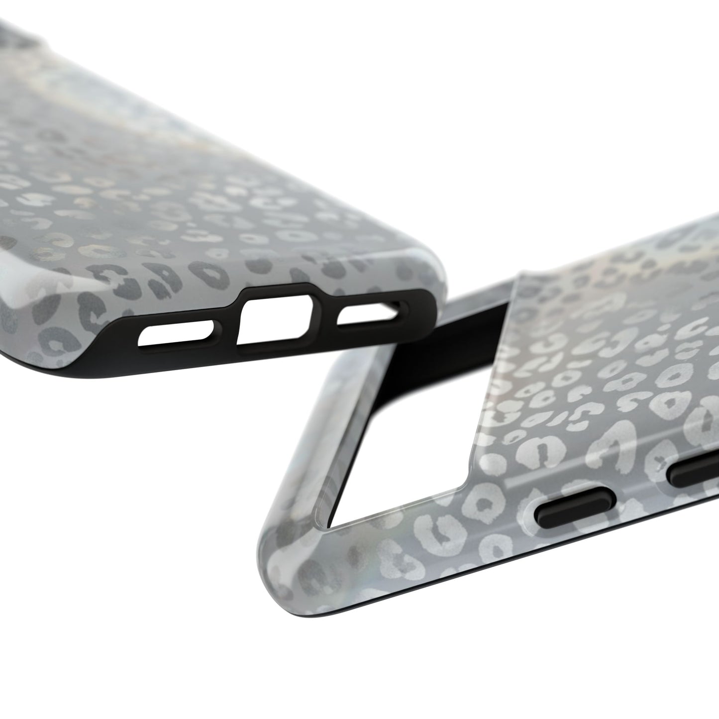Grey Leopard Print Tough Phone Case — Durable Protective iPhone Cover