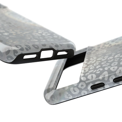 Grey Leopard Print Tough Phone Case — Durable Protective iPhone Cover