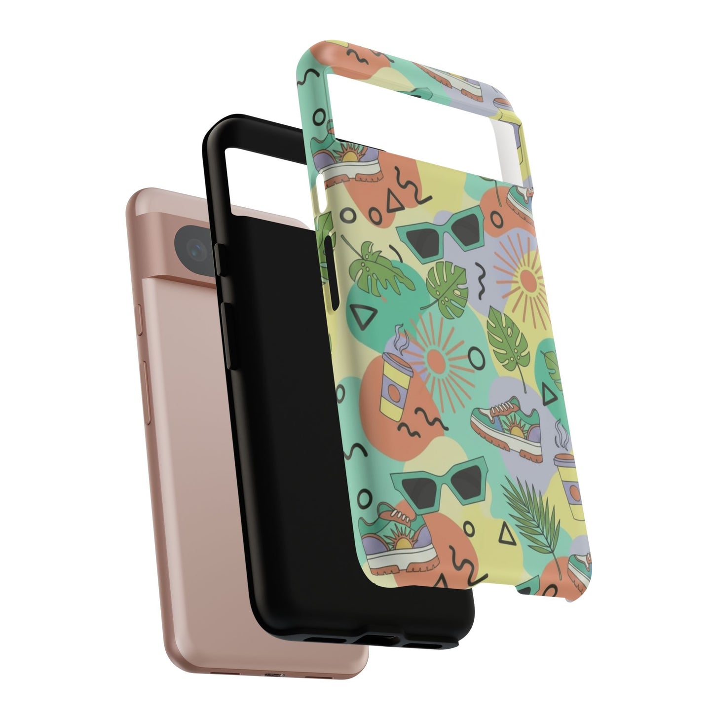 Tropical Summer Phone Case — Retro Sunglasses, Sneakers & Palm Pattern