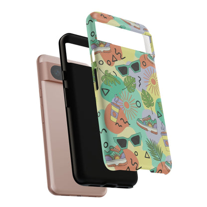 Tropical Summer Phone Case — Retro Sunglasses, Sneakers & Palm Pattern