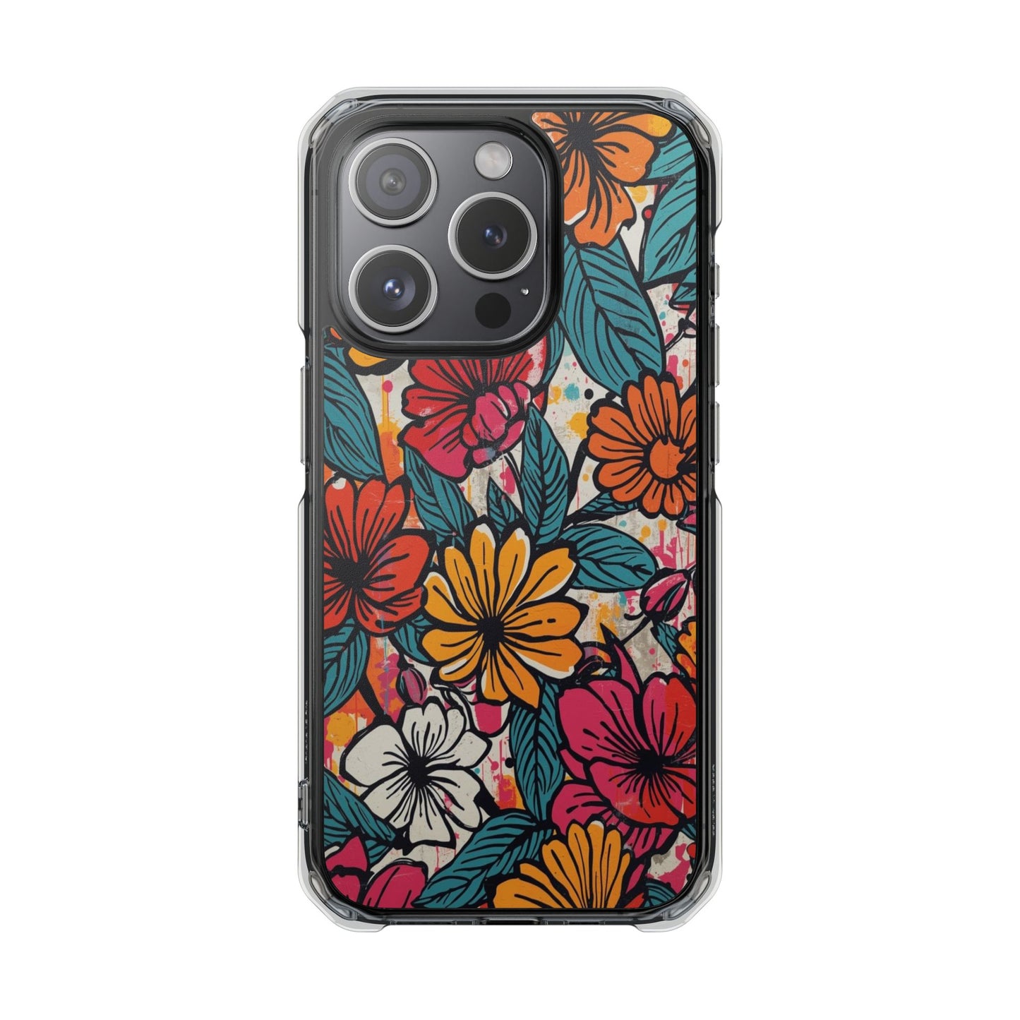 Clear Magnetic Phone Case — Colorful Floral Impact Protection