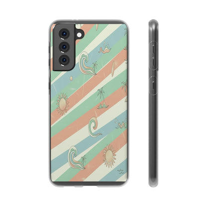 Beach Vibes Phone Case — Retro Pastel Surf & Palm Protective Flexi Case