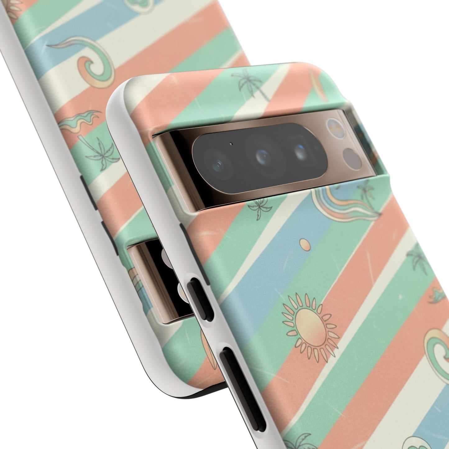 Surf Stripe Tough Phone Case — Retro Beach Waves Pattern