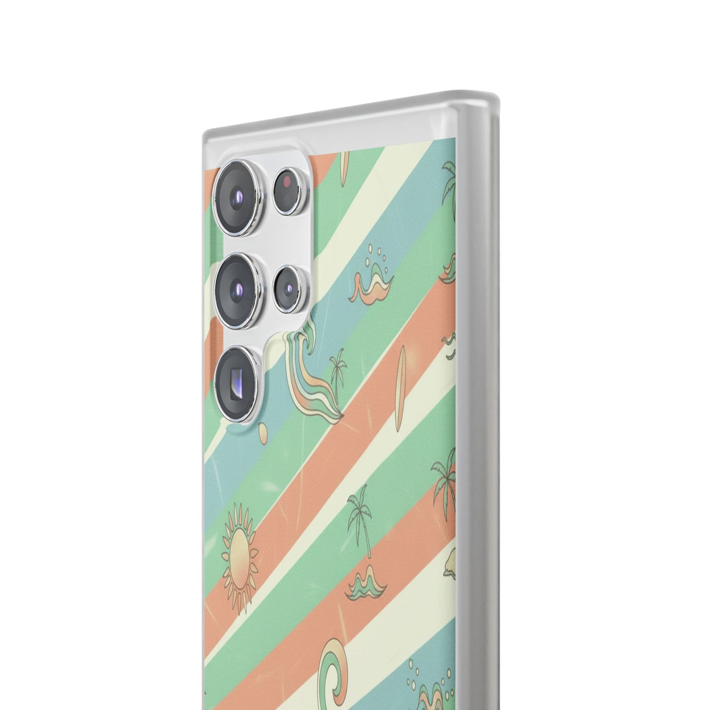 Beach Vibes Phone Case — Retro Pastel Surf & Palm Protective Flexi Case