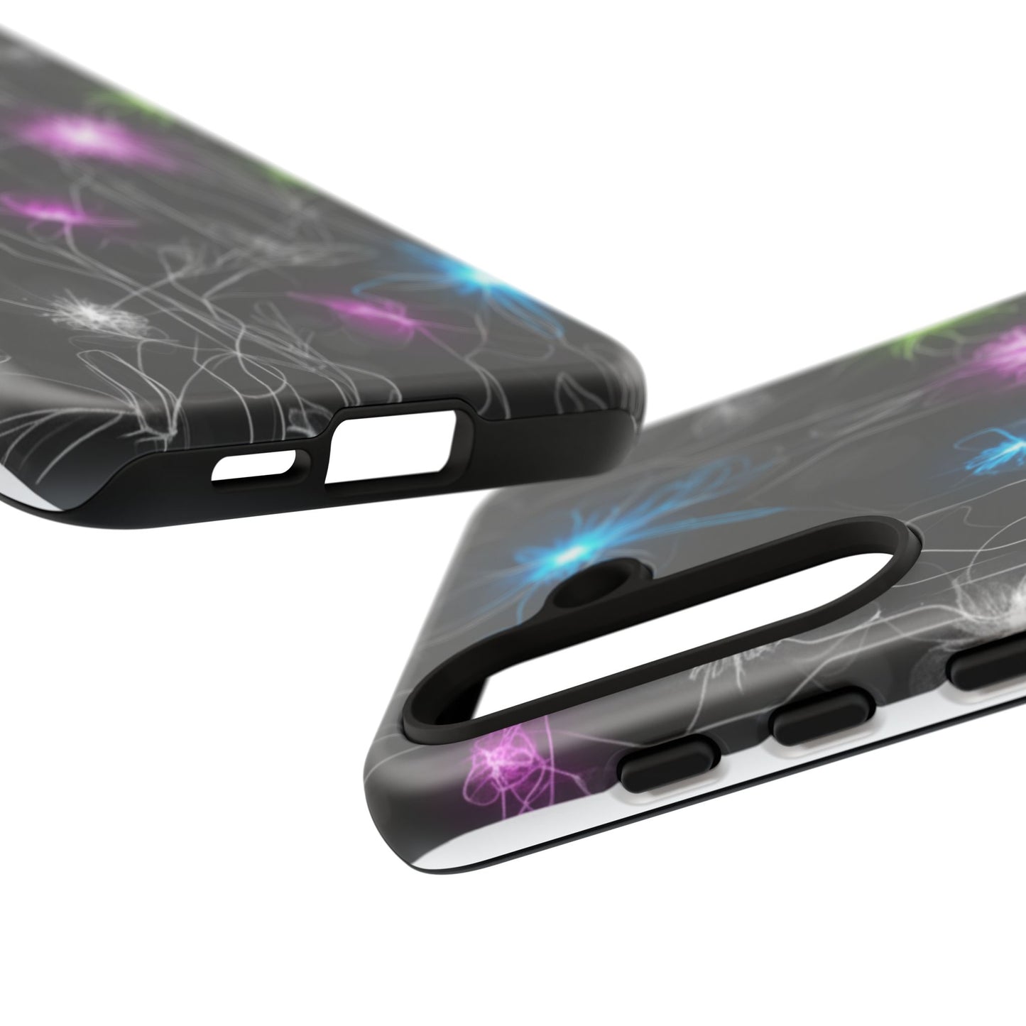 Neon Floral Tough Phone Case — Glow Flower Protective iPhone Cover