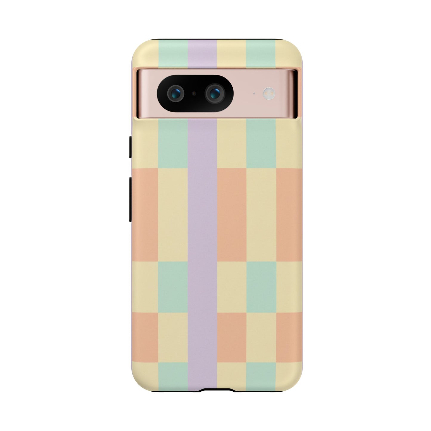 Pastel Checkered Phone Case — Retro Stripe Tough Case