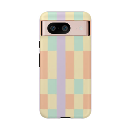 Pastel Checkered Phone Case — Retro Stripe Tough Case