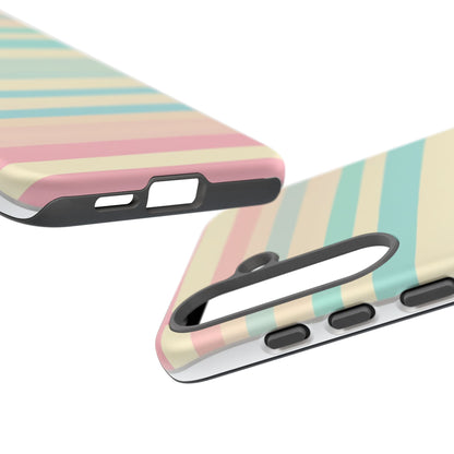 Pastel Striped Tough Phone Case – Protective Retro Rainbow Design