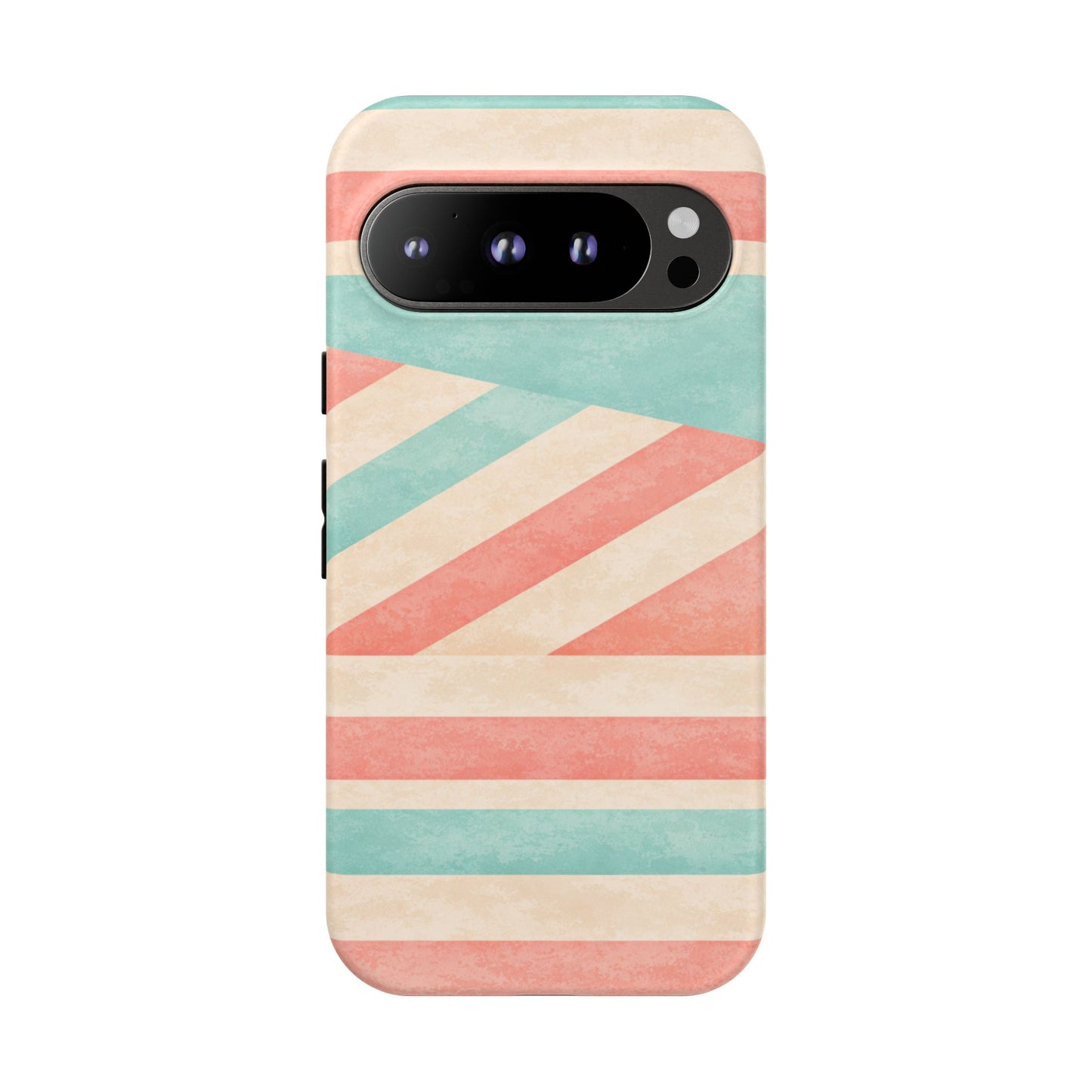 Pastel Stripes Tough Phone Case – Retro Coral & Teal Protective Cover