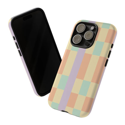Pastel Checkered Phone Case — Retro Stripe Tough Case