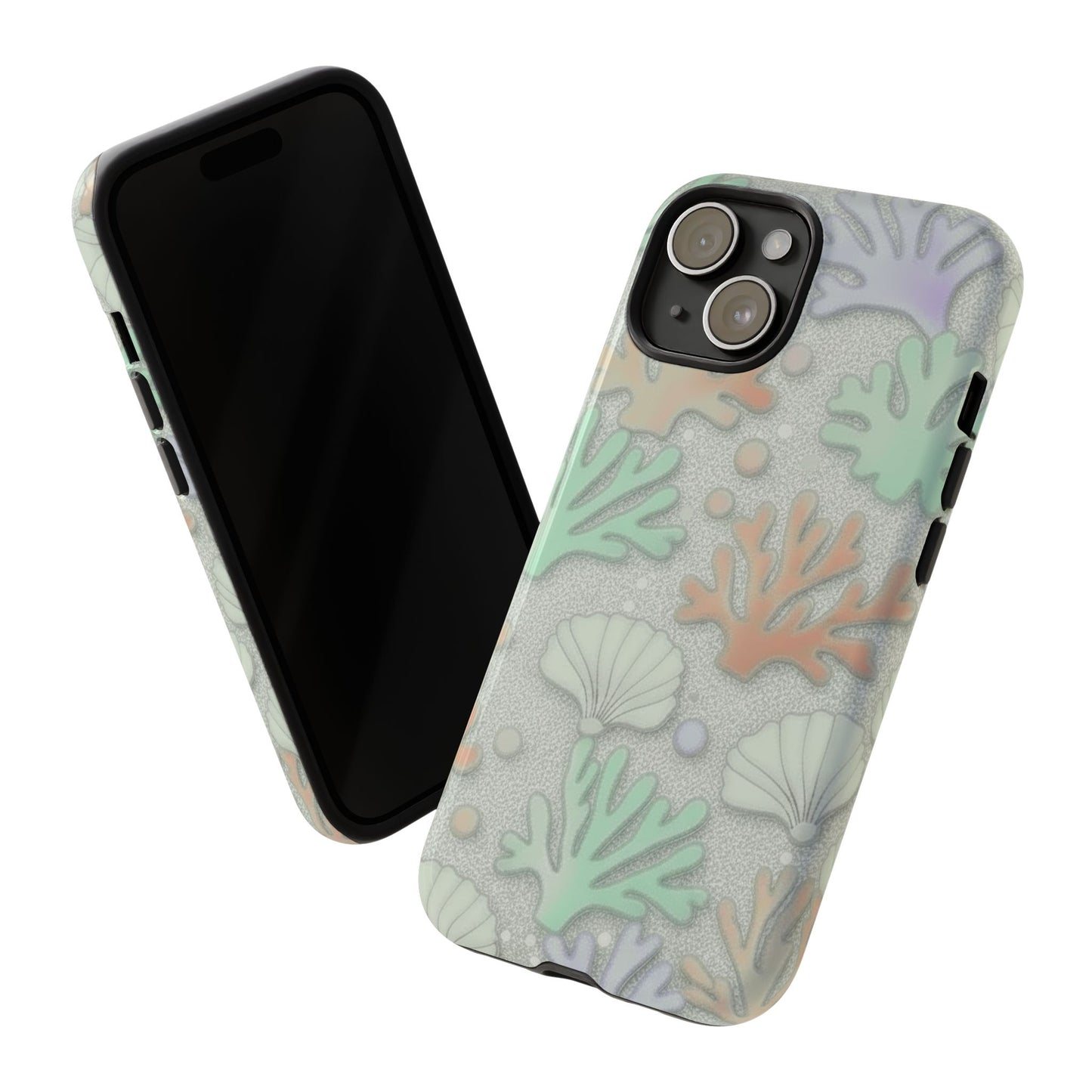 Pastel Coral Reef Tough Phone Case – Sea Shell & Coral Pattern Durable Protector