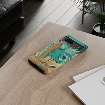 Phone Case — Retro Dressed Seagull Surfing Beach Illustration
