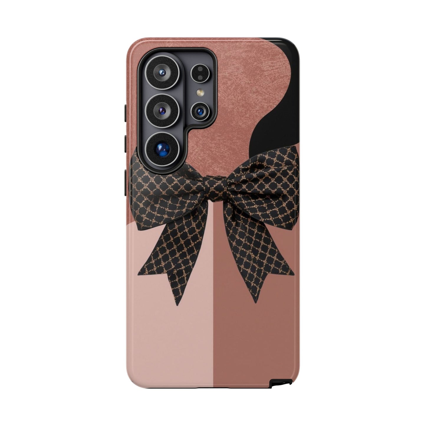 Bow Stripe Tough Phone Case – Pink Mauve Protective Cover