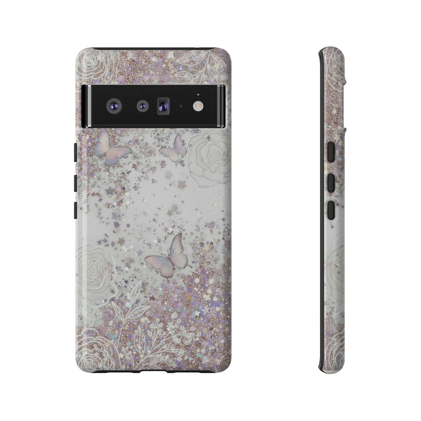 Butterfly Glitter Tough Phone Case — Floral Sparkle Protective Case