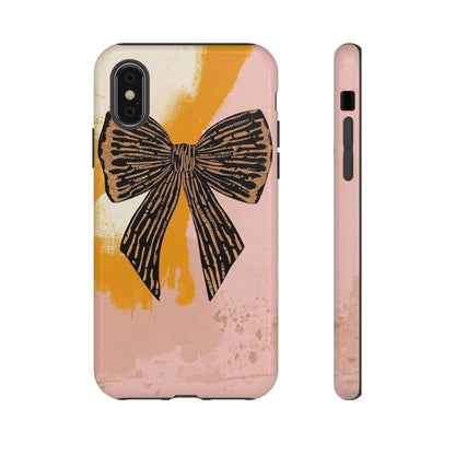 Bow Brushstroke Tough Phone Case — Pink & Mustard