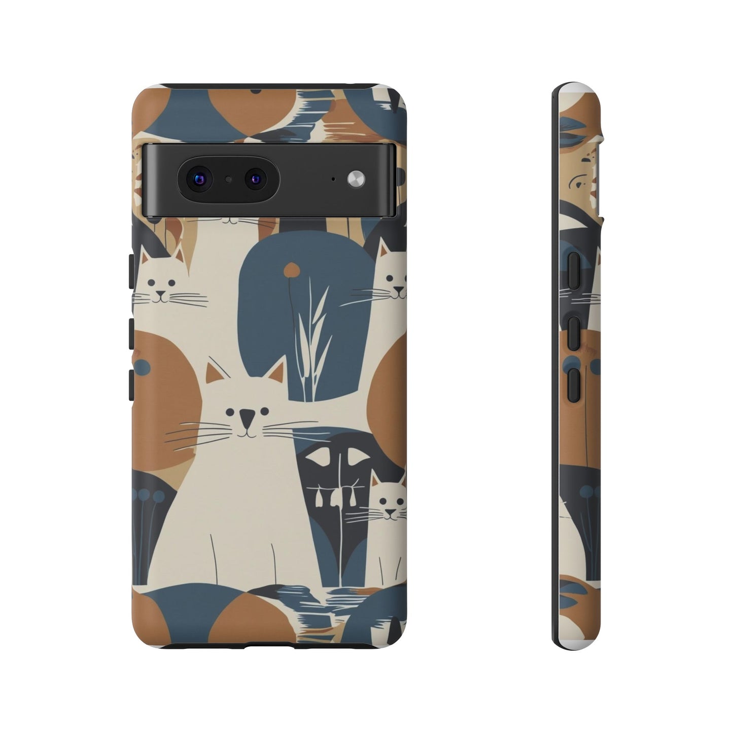 Cat Pattern Phone Case – Retro Abstract Cats Protective iPhone Cover