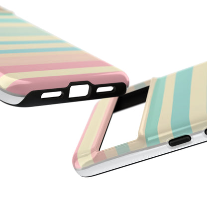 Pastel Striped Tough Phone Case – Protective Retro Rainbow Design
