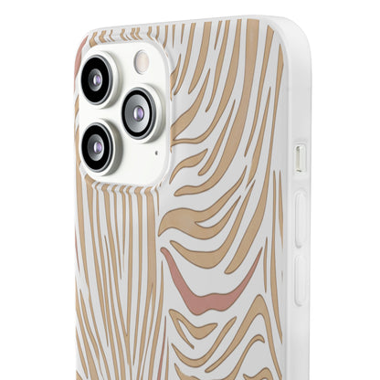 Neutral Zebra Print Flexi Case — Beige & Rose Gold Animal Pattern Phone Cover
