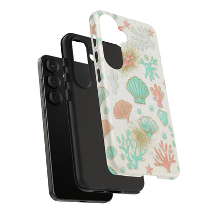 Seashell Coral Phone Case — Pastel Beach Shells Protective Tough Case