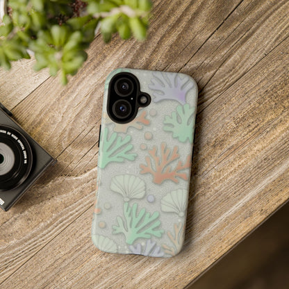Pastel Coral Reef Tough Phone Case – Sea Shell & Coral Pattern Durable Protector
