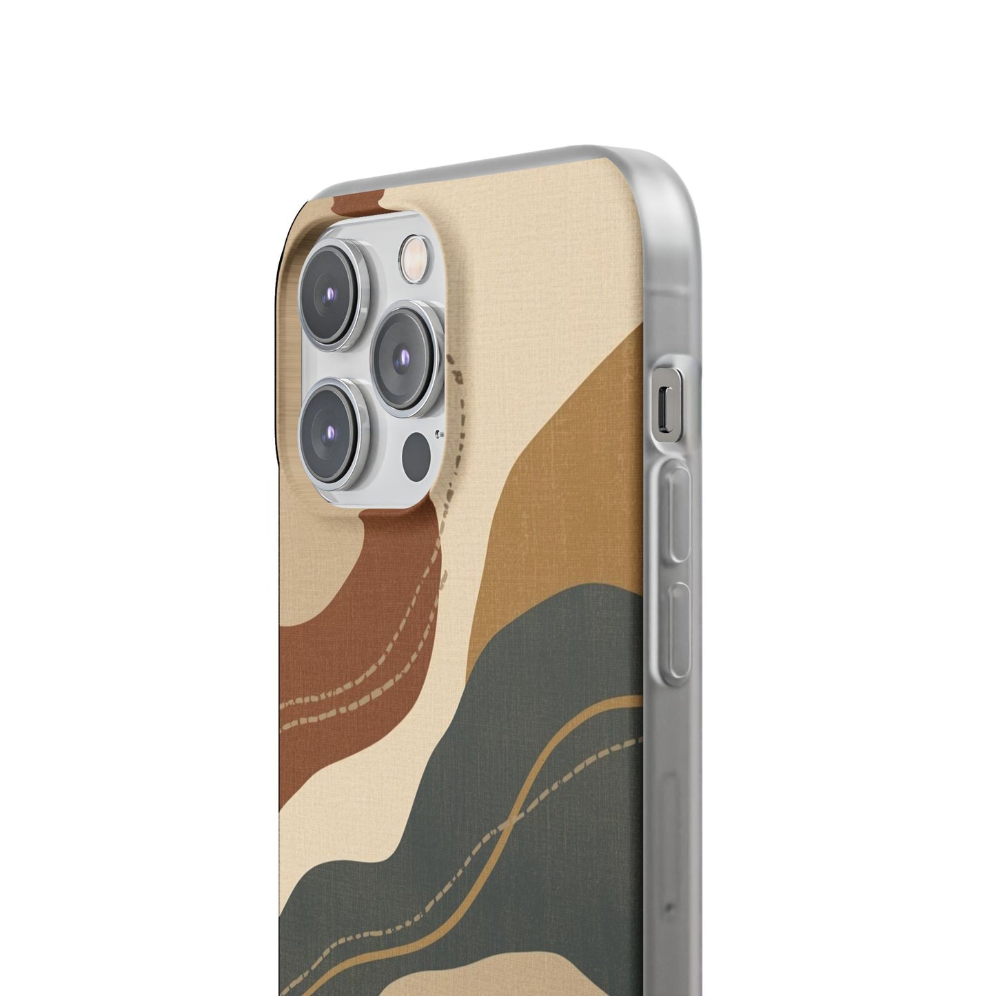 Abstract Earth Tone Phone Case — Boho Wavy Flexi Case