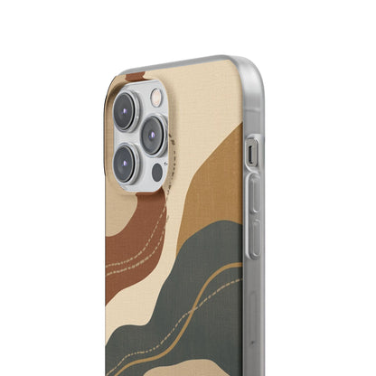 Abstract Earth Tone Phone Case — Boho Wavy Flexi Case