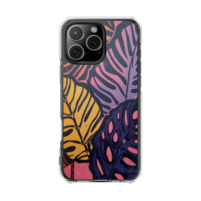 Clear Magnetic Phone Case — Tropical Leaf Art Impact Protection