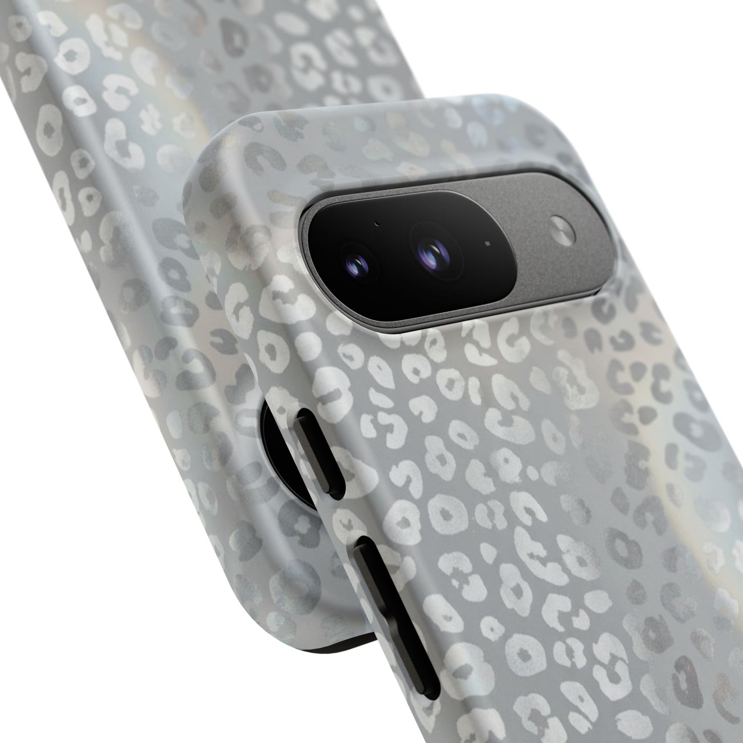 Grey Leopard Print Tough Phone Case — Durable Protective iPhone Cover