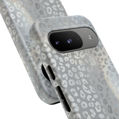 Grey Leopard Print Tough Phone Case — Durable Protective iPhone Cover