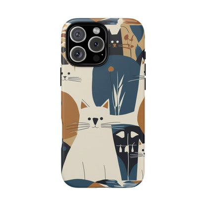 Cat Pattern Phone Case – Retro Abstract Cats Protective iPhone Cover