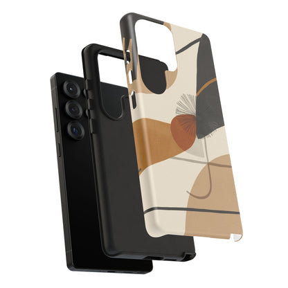 Abstract Earth Tone Phone Case — Mid-Century Minimalist Tough Case