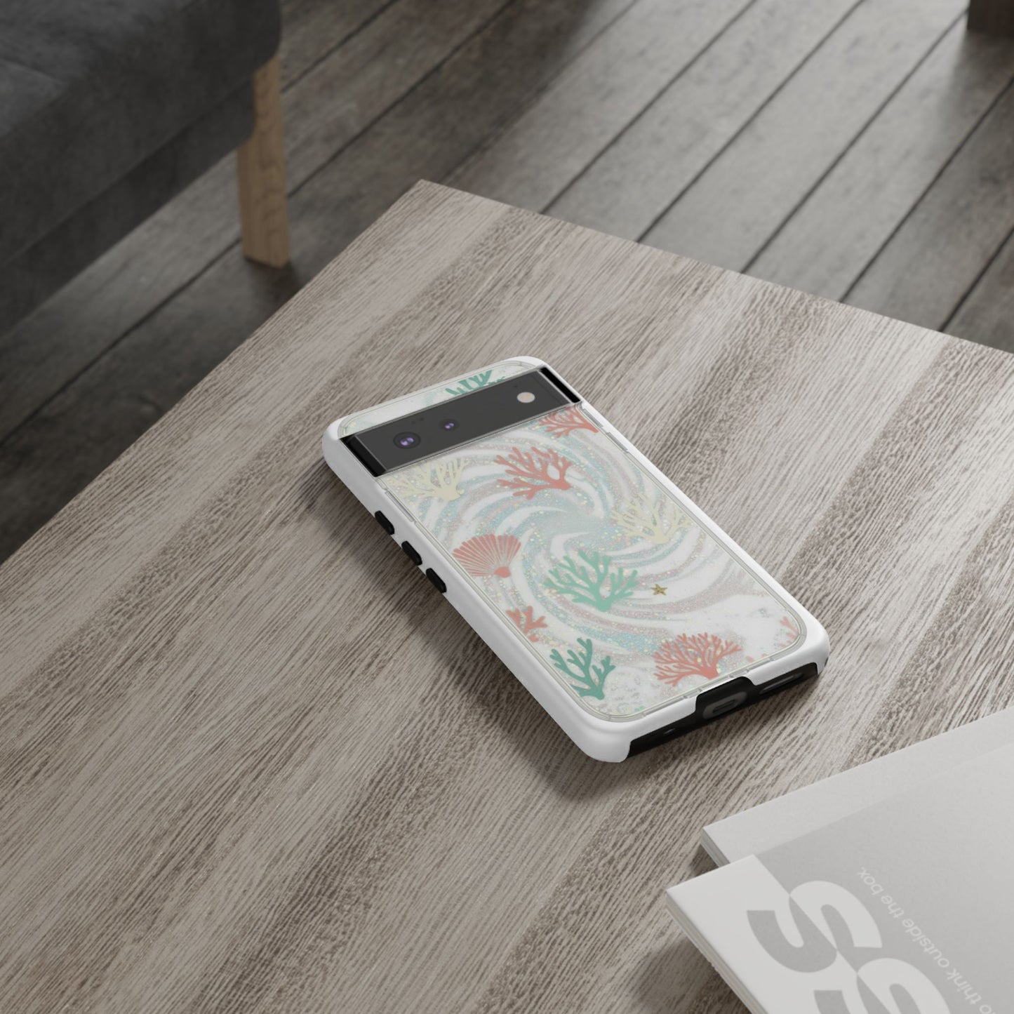 Seafoam Coral Tough Phone Case - Pastel Ocean Wave Design