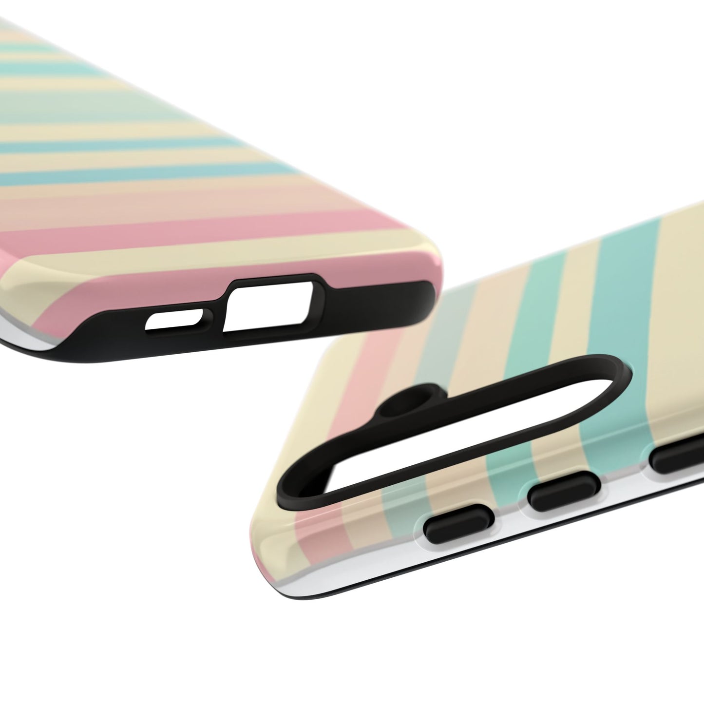 Pastel Striped Tough Phone Case – Protective Retro Rainbow Design