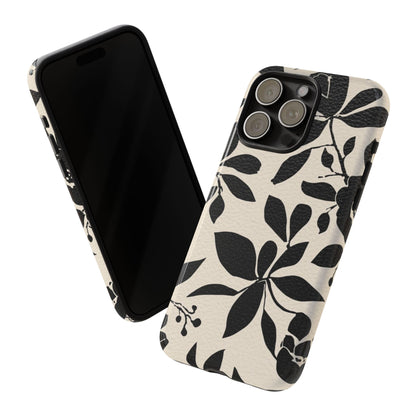 Black Floral Pattern Phone Case — Monochrome Botanical Tough Case