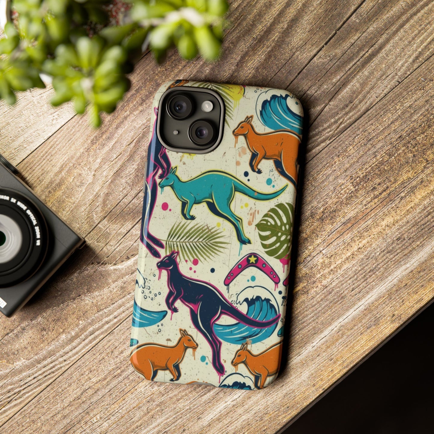 Tough Cases — Colorful Surfing Kangaroo Phone Case