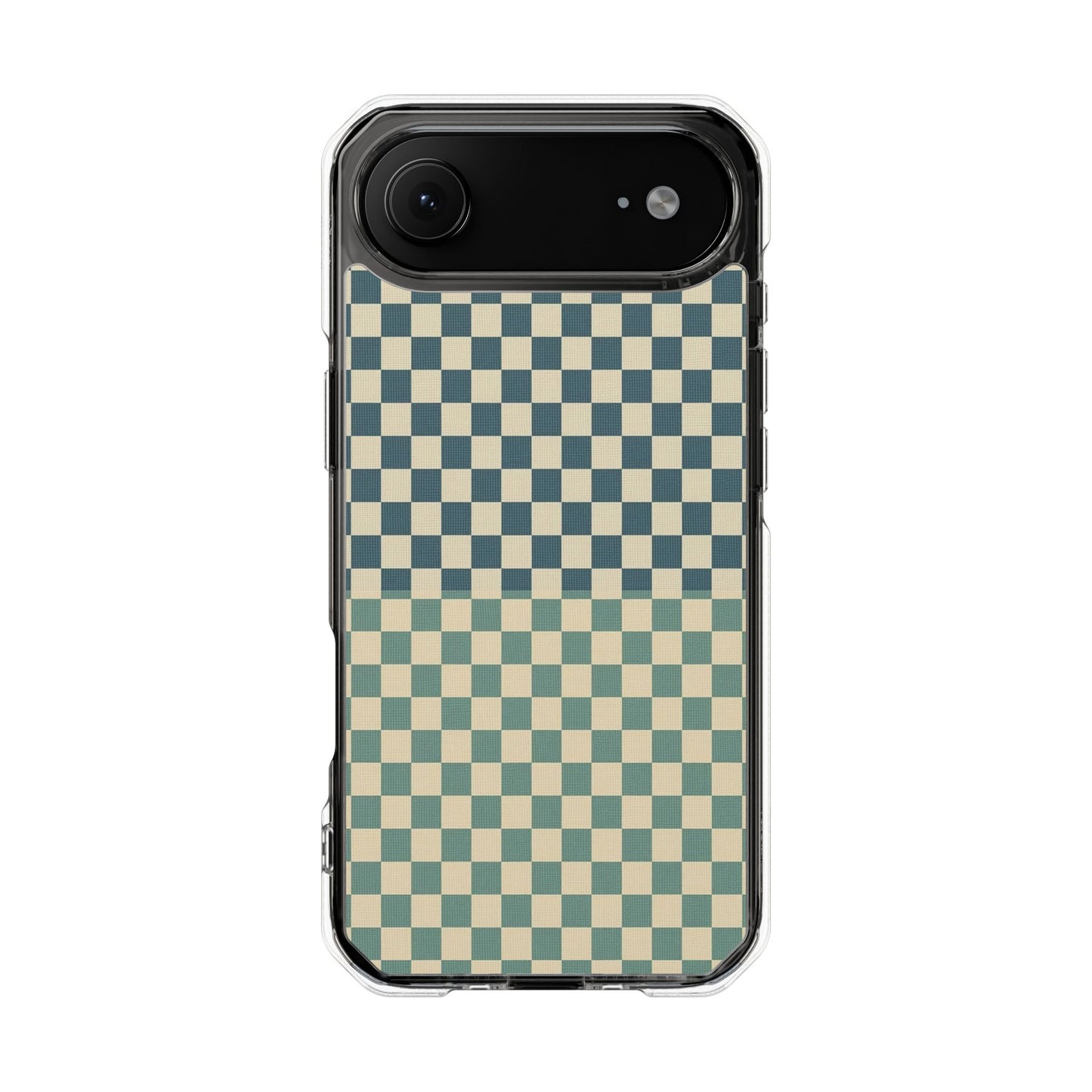 Clear Magnetic Phone Case — Vintage Green Checkerboard Protective Cover
