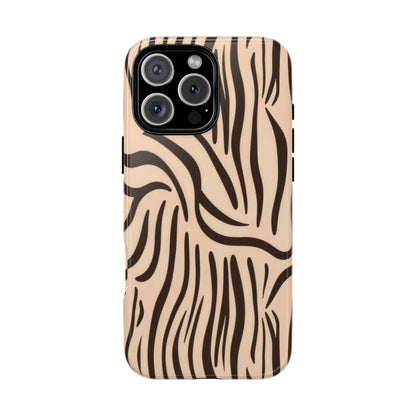Zebra Stripe Tough Phone Case – Neutral Animal Print Protective Cover