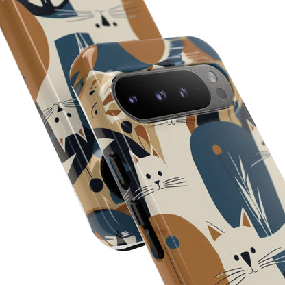 Cat Pattern Phone Case – Retro Abstract Cats Protective iPhone Cover
