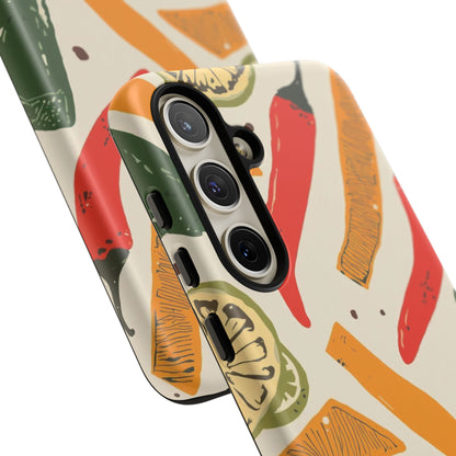 Spicy Peppers Phone Case – Colorful Chili, Lime & Citrus Pattern