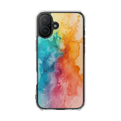 Clear Impact Phone Case — Rainbow Watercolor Splash Magnetic Compatible