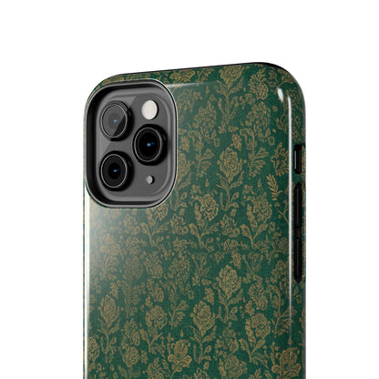 Vintage Floral Tough Phone Case — Green Damask Protective Cover