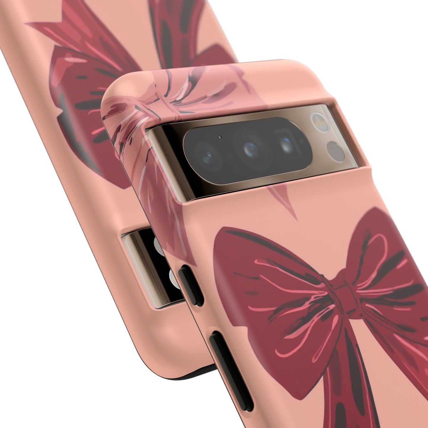 Bow Pattern Tough Phone Case — Pink, Red & Black Decorative Bows
