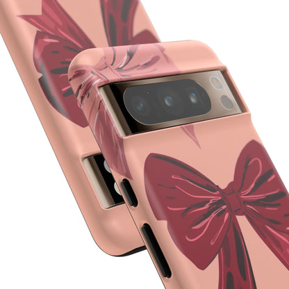 Bow Pattern Tough Phone Case — Pink, Red & Black Decorative Bows