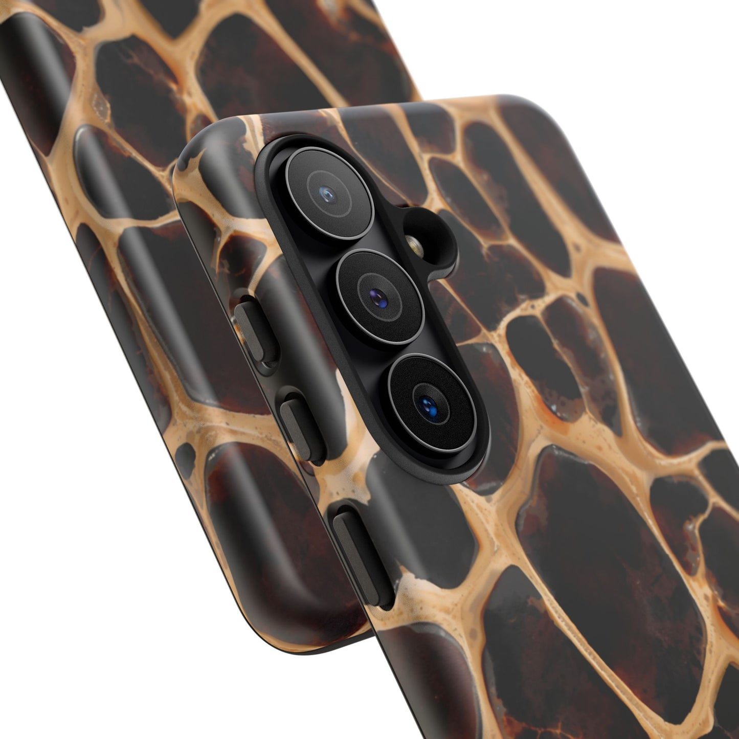 Phone Case — Brown Leather Dot Texture Rugged Protective Cover