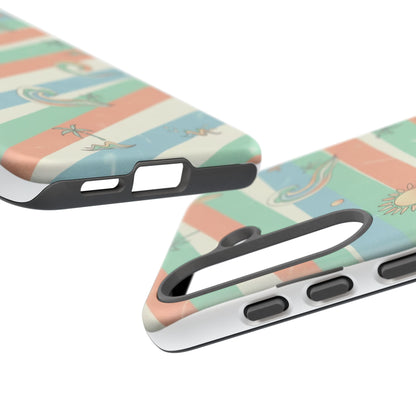 Surf Stripe Tough Phone Case — Retro Beach Waves Pattern