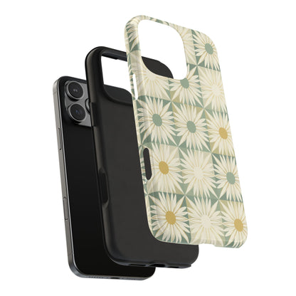 Retro Daisy Tough Phone Case — Vintage Floral Protective Cover for iPhone