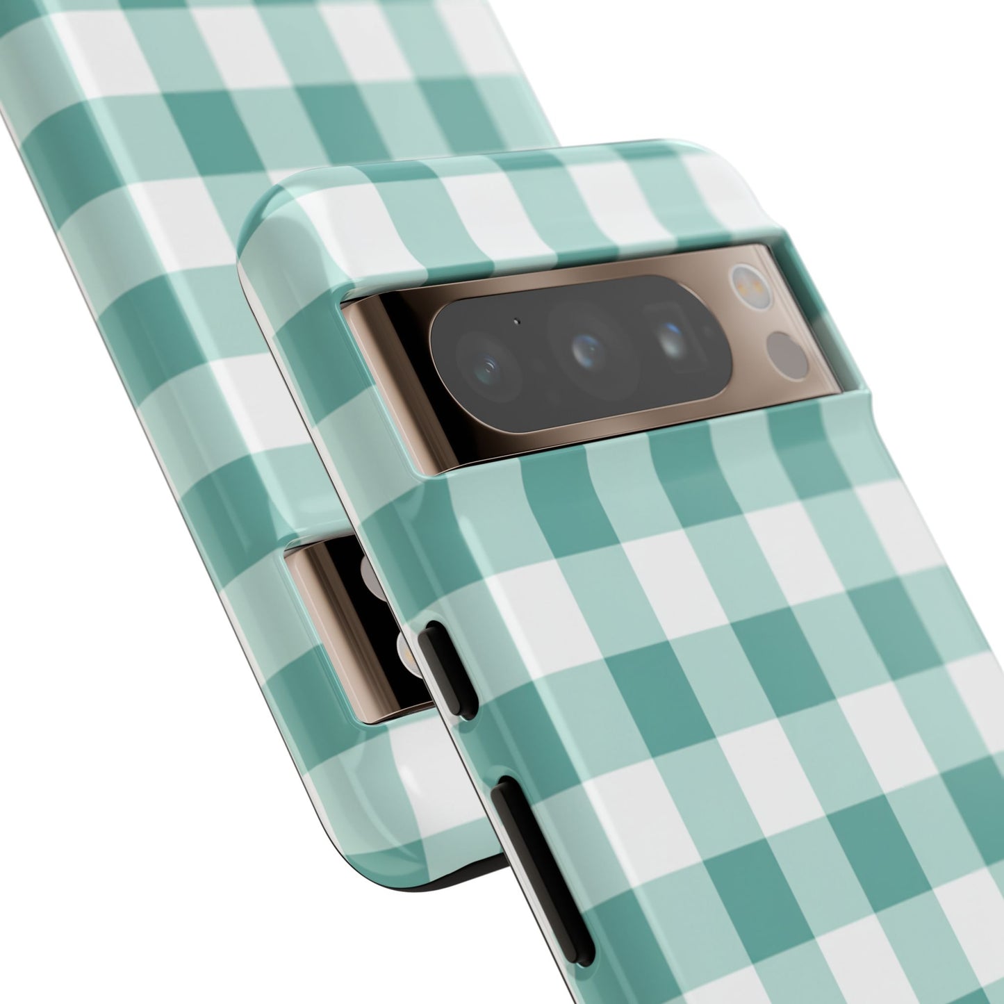 Mint Green Buffalo Check Tough Phone Case — Durable Plaid Protective Cover